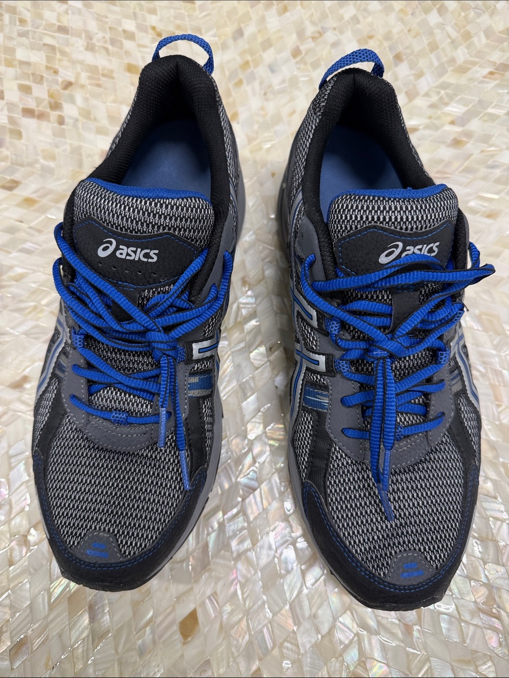 Asics Gel Venture 5 Men's Black and Blue Mesh Sneakers